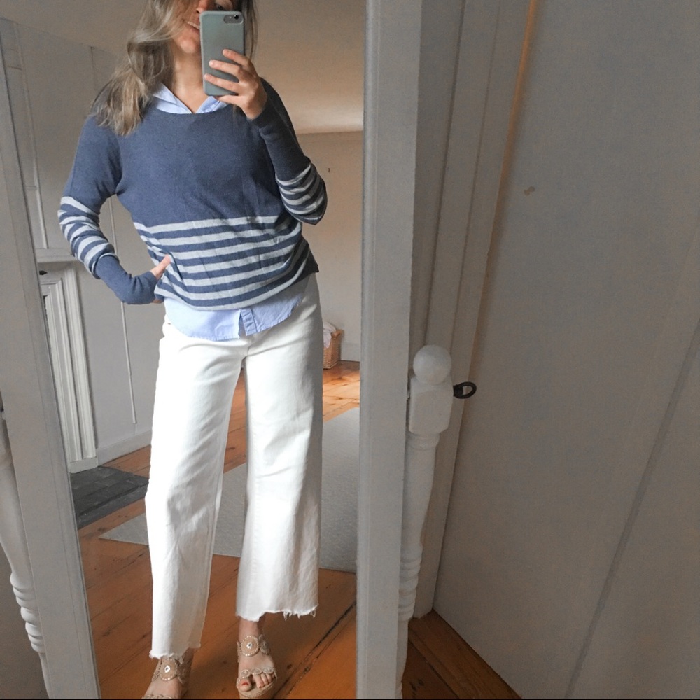 Coastal Grandmother Comfy Striped Lightweight Knit Sweater